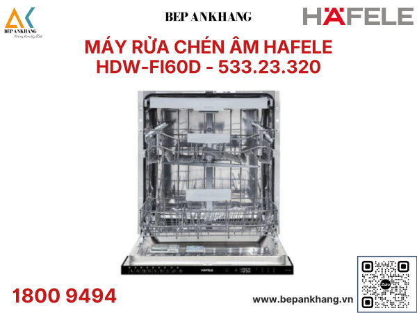  Máy Rửa Chén Âm Tủ Toàn Phần HAFELE HDW-FI60D - 533.23.320 - Thương Hiệu Đức - Xuất xứ: Thổ Nhĩ Kỳ